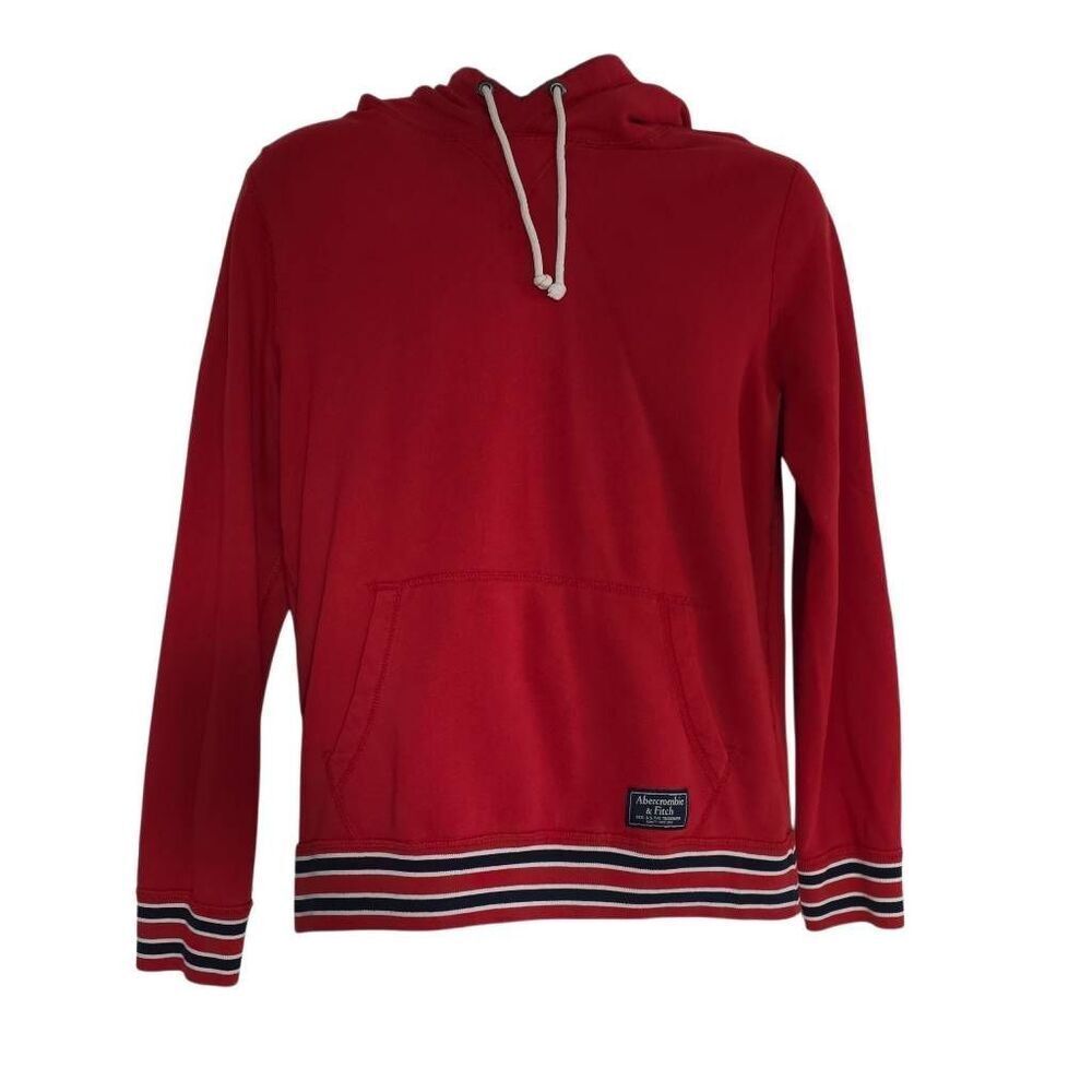 Abercrombie & Fitch Men's Size Small Red White Navy Thermal Knit Lined Hoodie